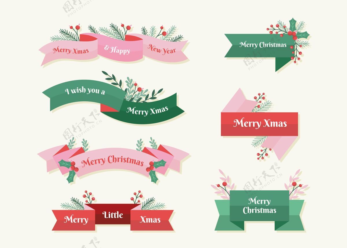 收藏平面设计圣诞丝带系列十二月平面设计圣诞节