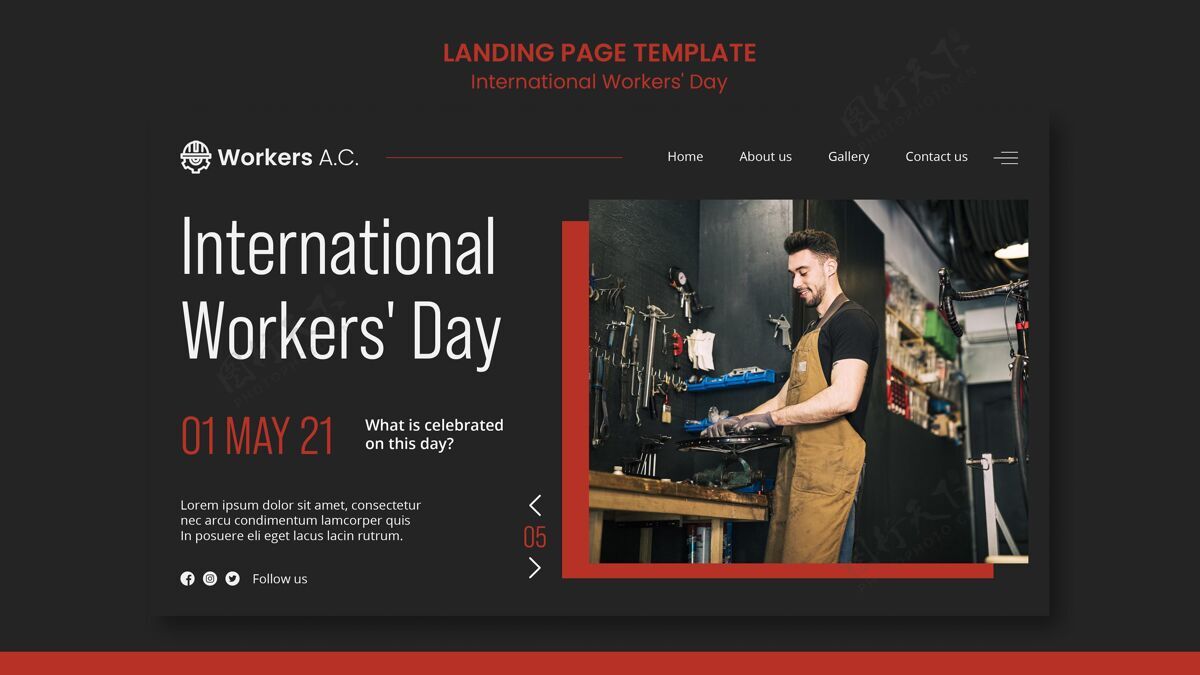 工作国际工人节庆祝活动的登录页模板登陆网页模板