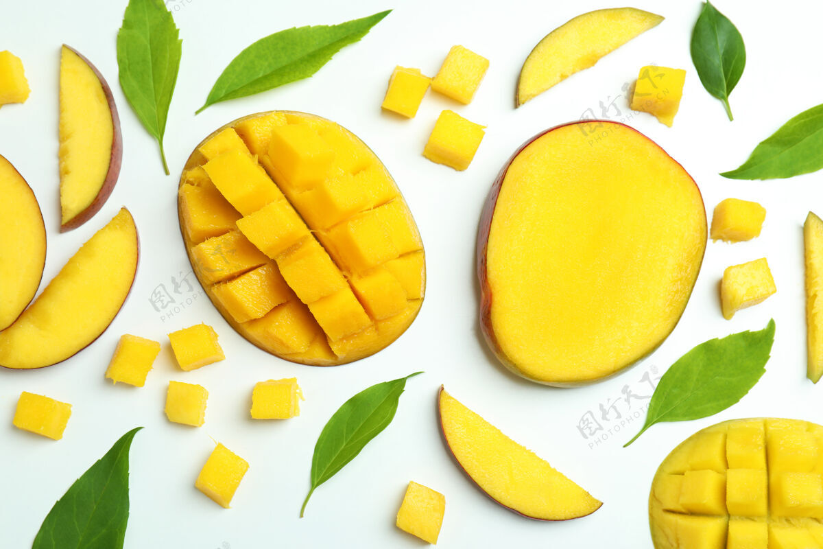 果肉白色的芒果果实 俯视图营养多汁成熟