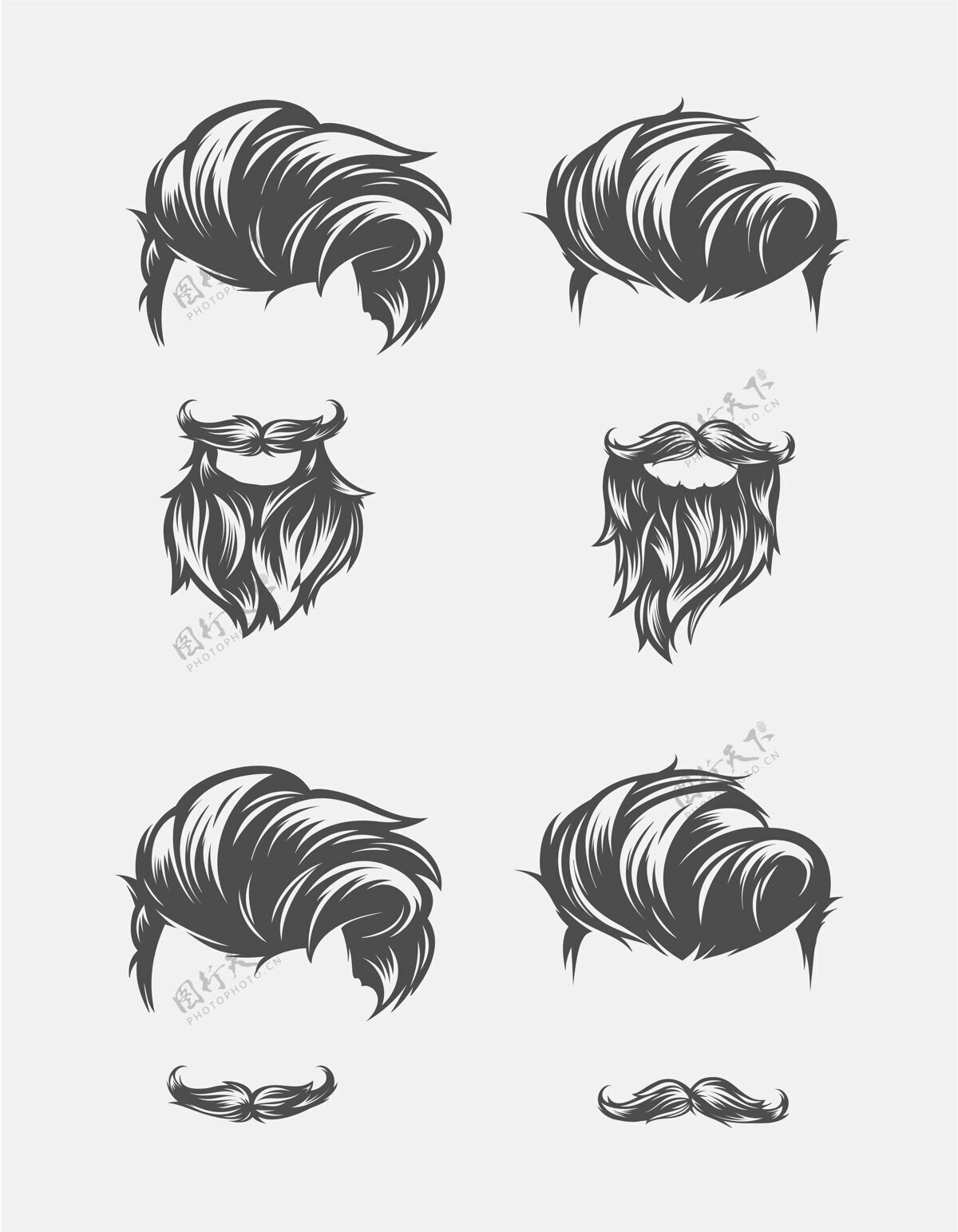 流苏男人的发型和脸上留胡子的头发插图胡子涂鸦胡须
