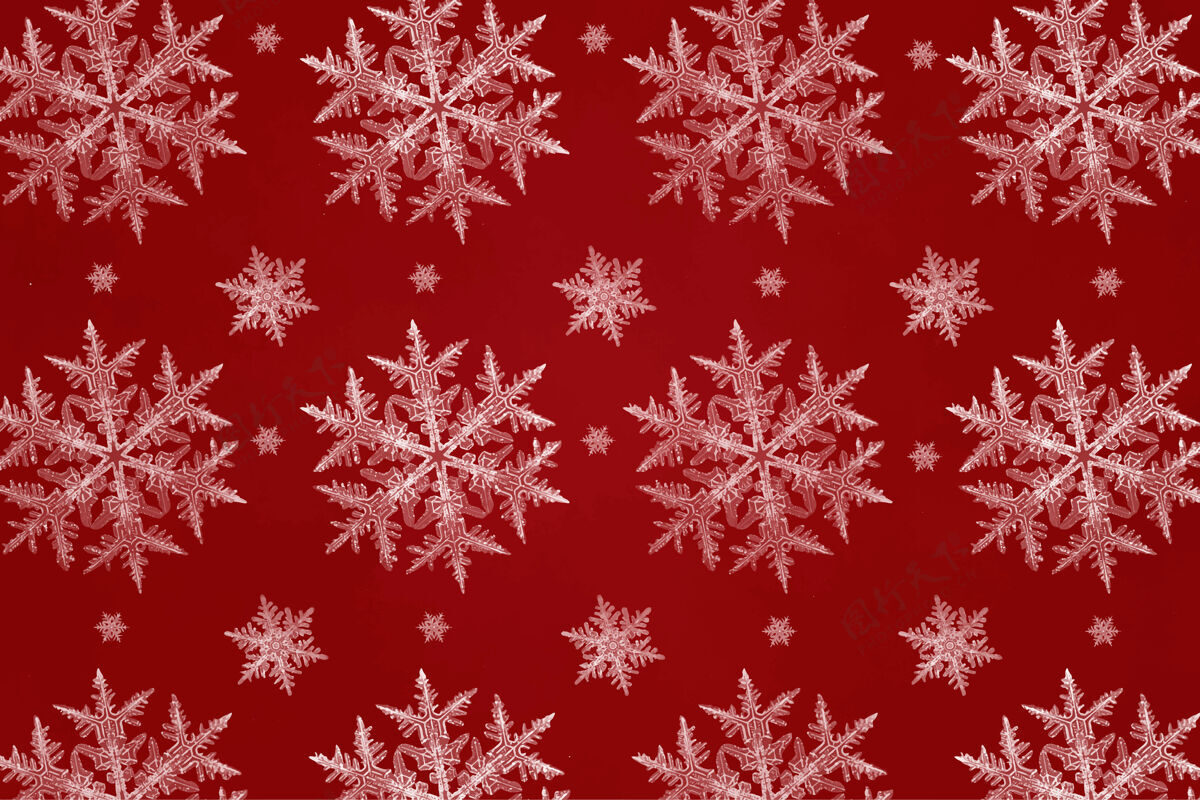 问候红色圣诞雪花包装纸的无缝模式纸水晶冷