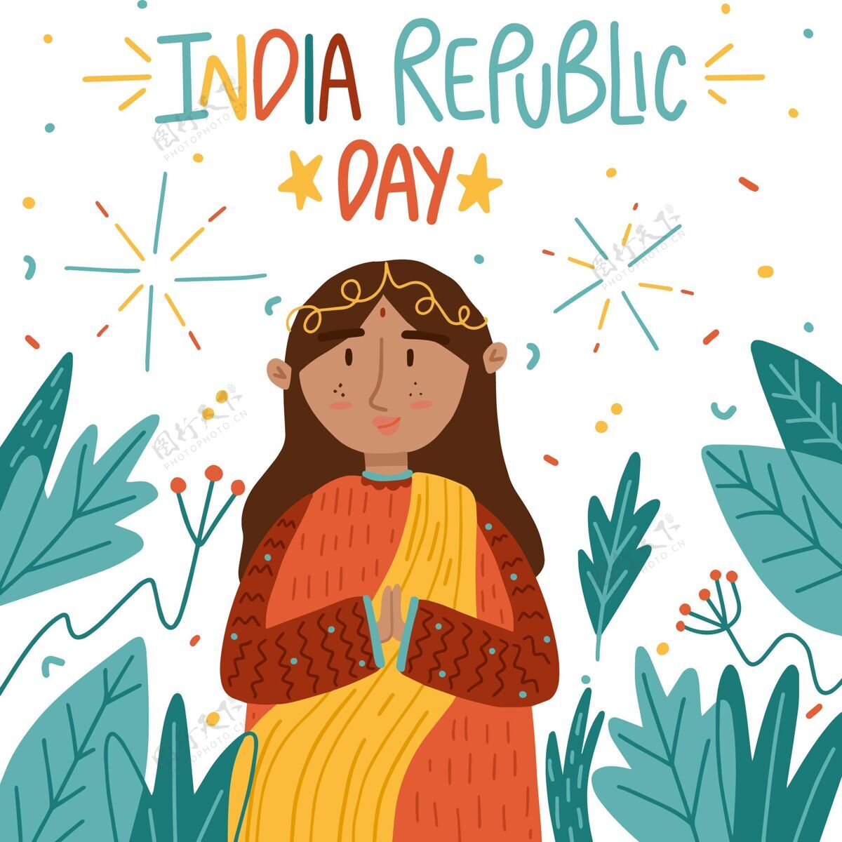 手绘手绘印度共和国日事件民族日
